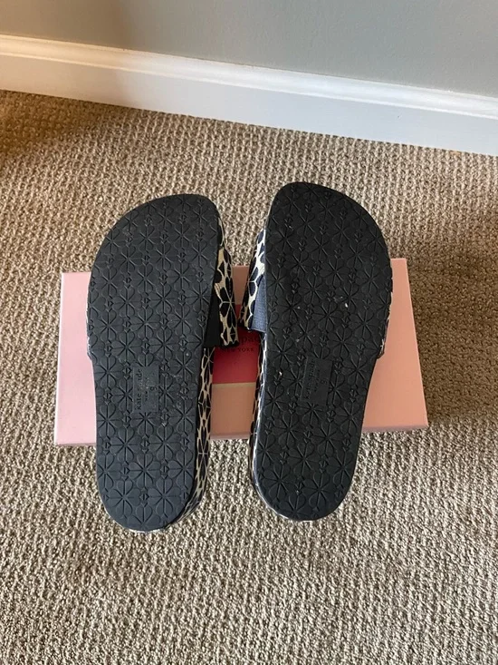 kate spade navy and cream floral jacquard slide sandals - Picture 5 of 6